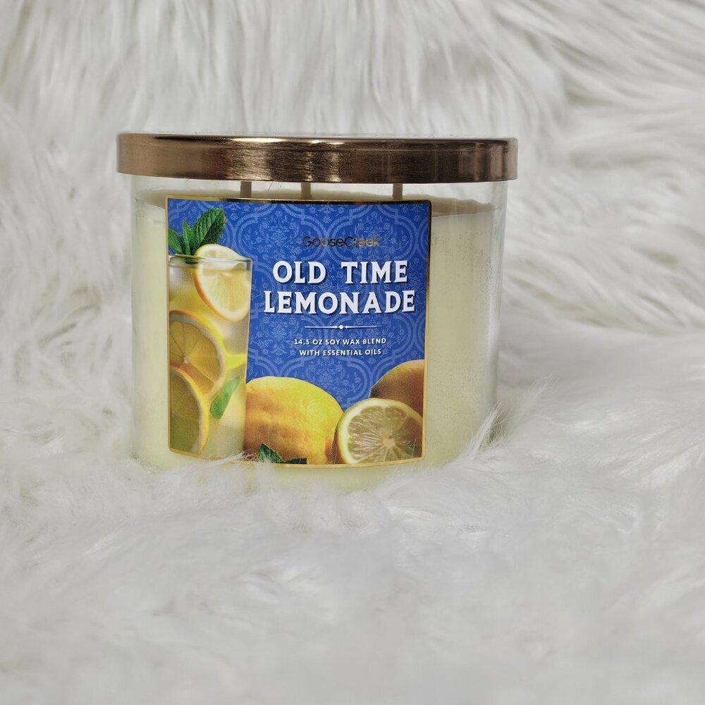 GooseCreek Old Time Lemonade 3-Wick Soy Wax Essential Oil Jar Candle NEW